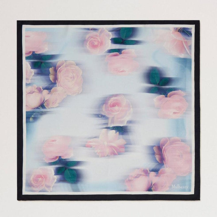 Mulberry Rose & Blue Border Square Scarf – VS4804/032U804