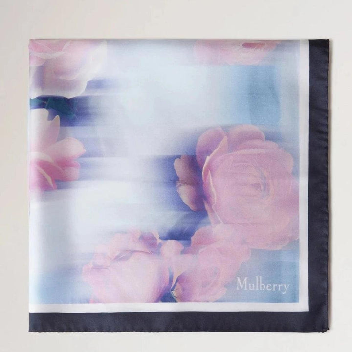 Mulberry Rose & Blue Border Square Scarf – produktbillede 2