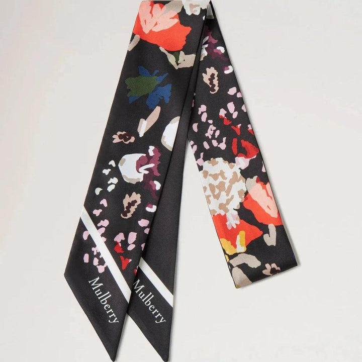 Mulberry Skinny Scarf - Winter Floral Black Recycled Polyester – VS4836/095A100