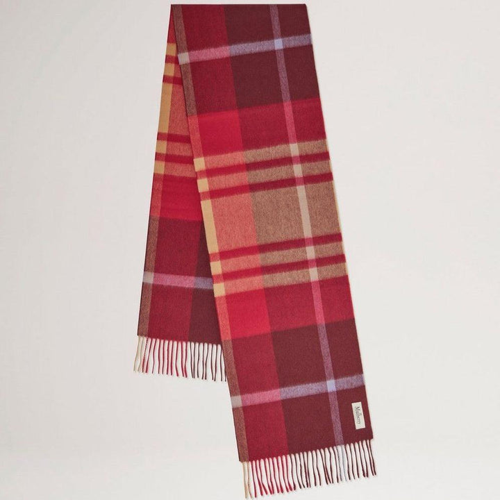 Mulberry Small Check Merino Wool Scarf Black Cherry - Dark Gold – produktbillede 2