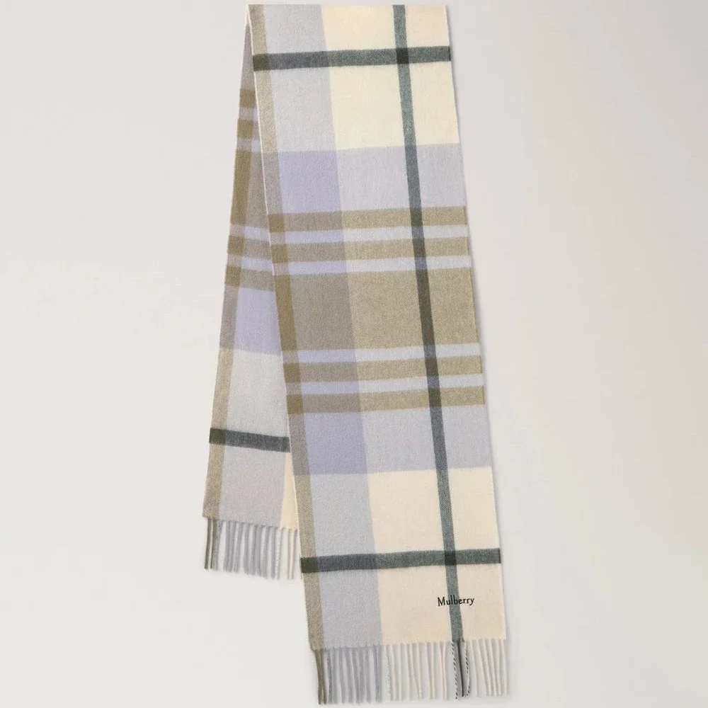 Mulberry Small Check Merino Wool Scarf Eggshell & Olive – VS4319/890W563