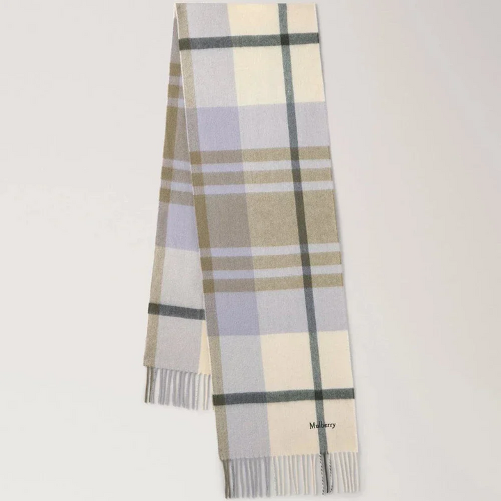 Mulberry Small Check Merino Wool Scarf Eggshell & Olive – VS4319/890W563