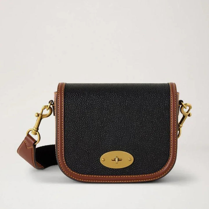 Mulberry Small Darley Satchel Black & Cognac Bio-Based Scotchgrain – RL8996/127A340