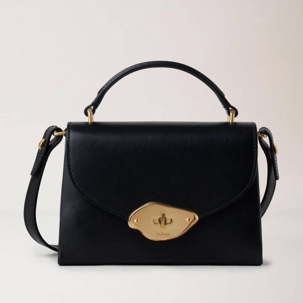 Mulberry Small Lana Top Handle Black High Gloss Leather – HH9268/615A100