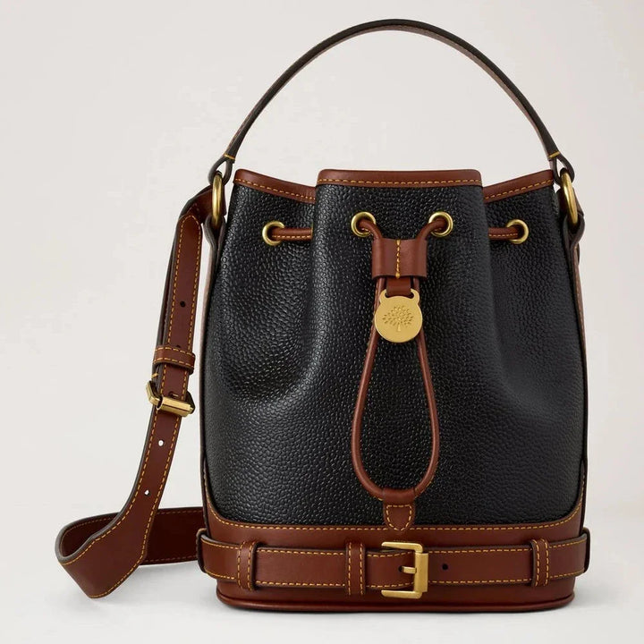 Mulberry Small Scotchgrain Bucket Black & Cognac Bio-Based Scotchgrain – HH0017/127A340