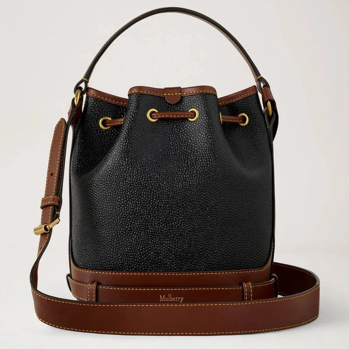 Mulberry Small Scotchgrain Bucket Black & Cognac Bio-Based Scotchgrain – produktbillede 2