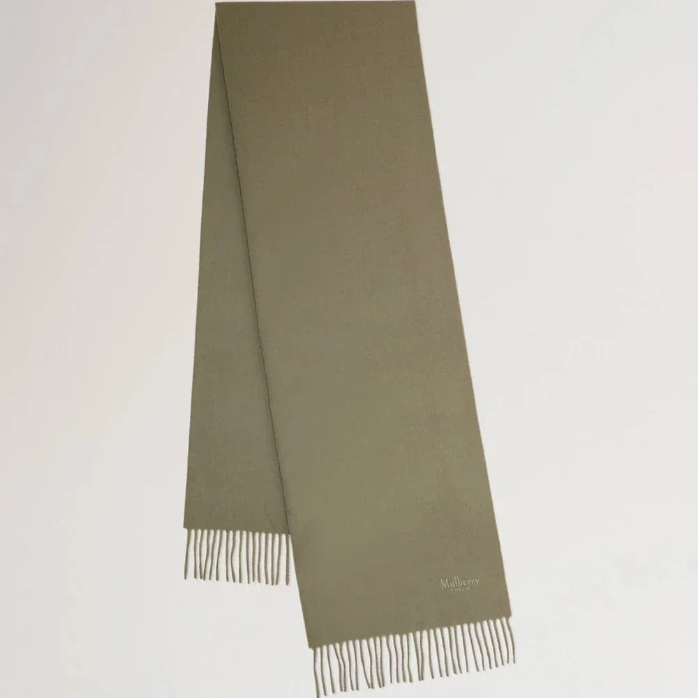 Mulberry Small Solid Merino Wool Scarf Linen Green – VS4318/946R563
