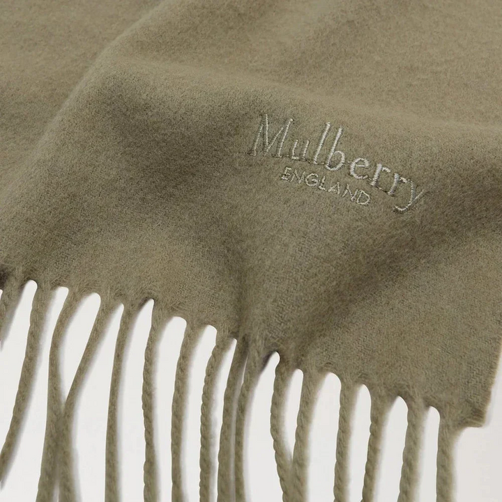 Mulberry Small Solid Merino Wool Scarf Linen Green – produktbillede 2