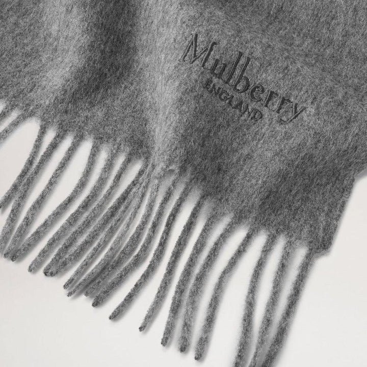 Mulberry Solid Merino Wool Scarf Grey Melange – produktbillede 2