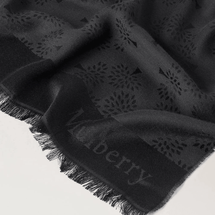 Mulberry Tree Rectangular Scarf Black Cotton Silk Blend – VS4638/708A100