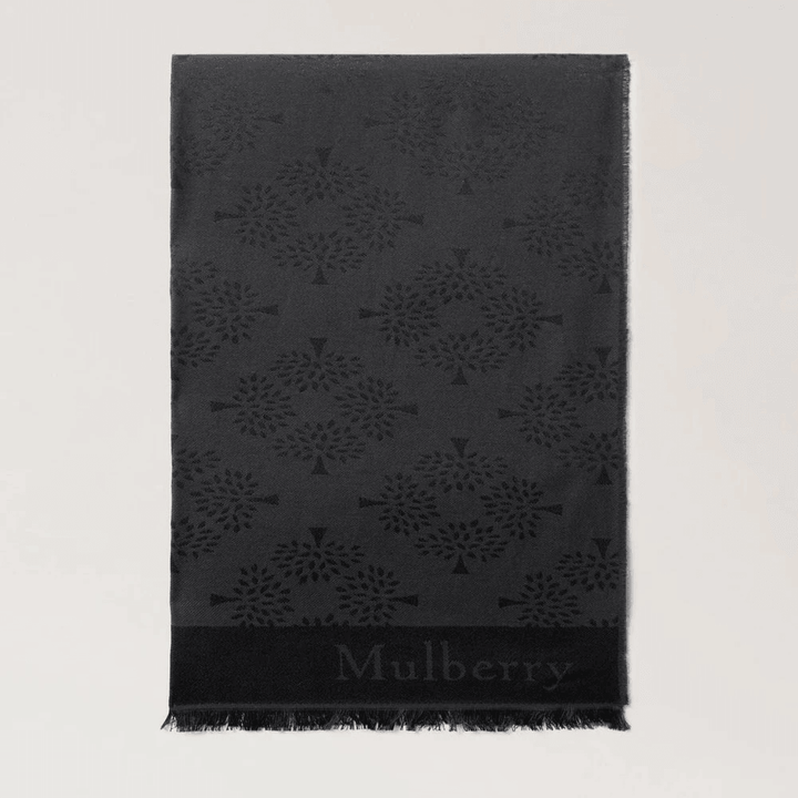 Mulberry Tree Rectangular Scarf Black Cotton Silk Blend – produktbillede 2