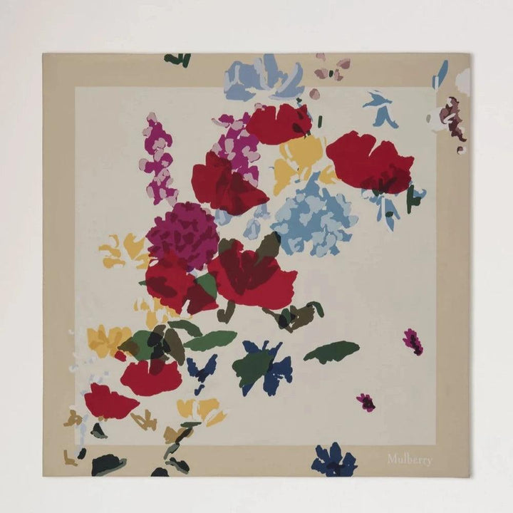 Mulberry Winter Floral Square Scarf - Silketørklæde – produktbillede 2