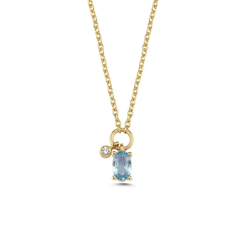 Nuran Gaia 14kt Halskæde Blå Safir Og 0.01ct W.Si – V2570SA-001RG
