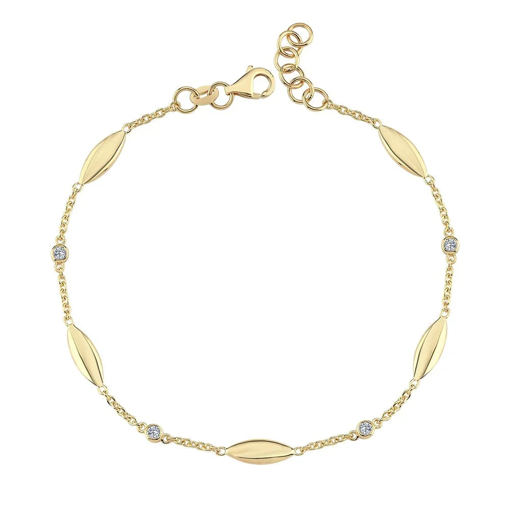 Nuran Leaves 14kt Armbånd 0.10ct W.Si – B2512-010-RG