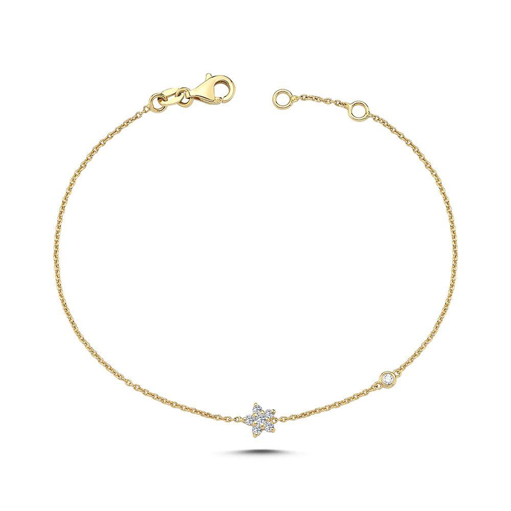 Nuran Stella 14kt Guld Armbånd m. Lille Diamant Stjerne 0.13ct W.Si – B2440-013RG