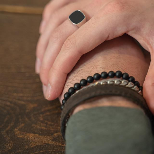 Son Of Noa Herrering I Sølv Med Onyx – produktbillede 2