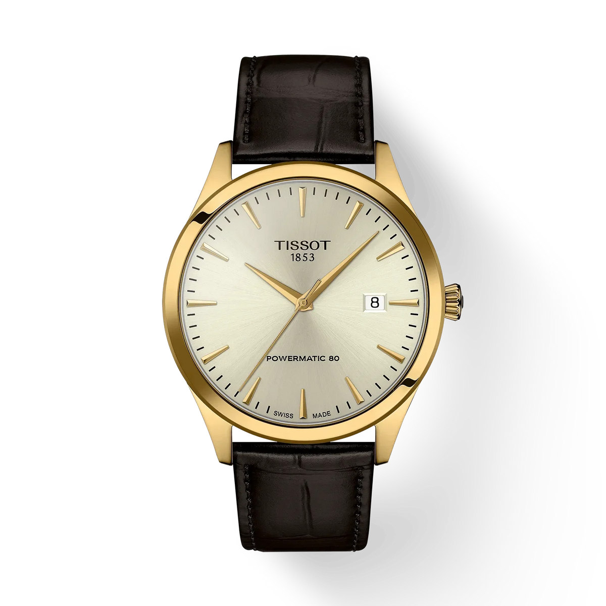 TISSOT CLASSIC DREAM POWERMATIC 80 – GULD PVD / BRUN LÆDERREM – T1584073626100
