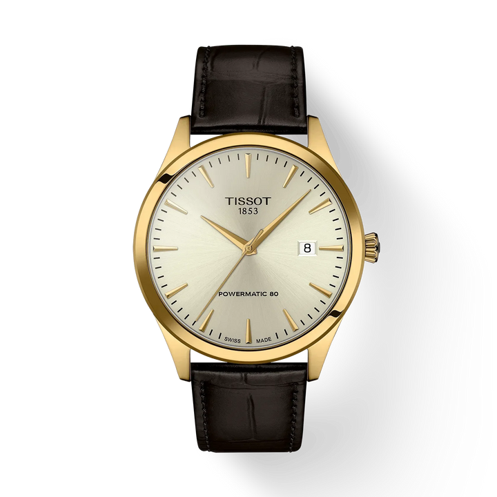 TISSOT CLASSIC DREAM POWERMATIC 80 – GULD PVD / BRUN LÆDERREM – T1584073626100