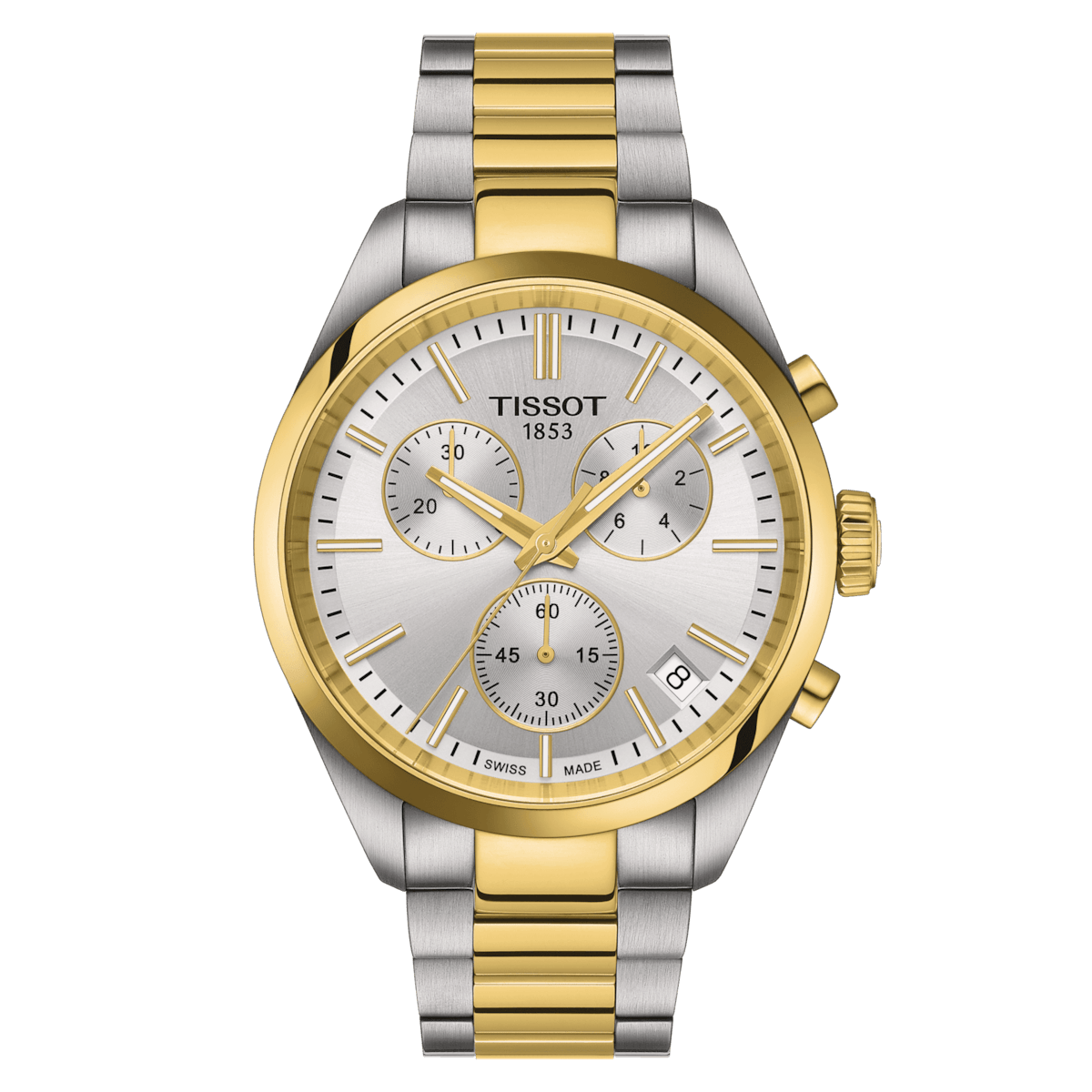 TISSOT PR 100 CHRONOGRAPH PVD MED SØLV URSKIVE – T1504172203100