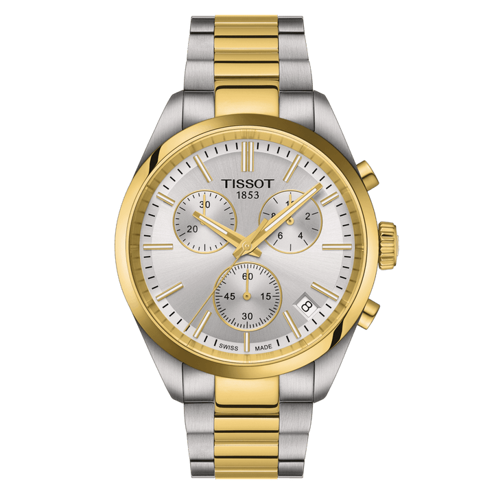 TISSOT PR 100 CHRONOGRAPH PVD MED SØLV URSKIVE – T1504172203100