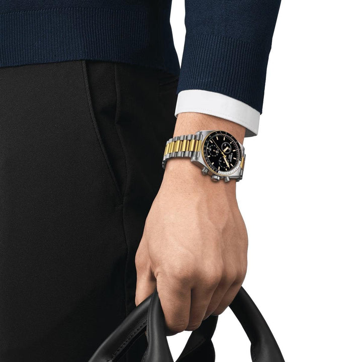 TISSOT PR516 CHRONOGRAPH GULD PVD MED SORT URSKIVE – produktbillede 2