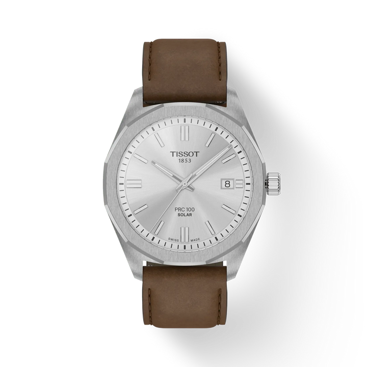 TISSOT PRC 100 SOLAR QUARTZ 39MM BRUN LÆDERREM – T1514221603100