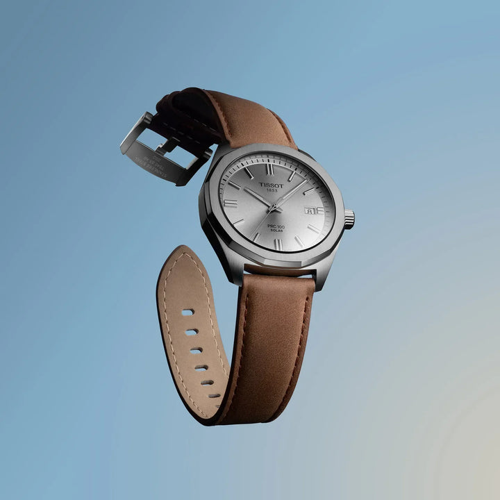 TISSOT PRC 100 SOLAR QUARTZ 39MM BRUN LÆDERREM – produktbillede 2