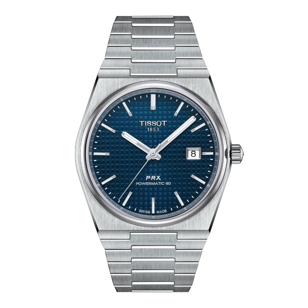 TISSOT PRX POWERMATIC 80 MED BLÅ URSKIVE – T1374071104100