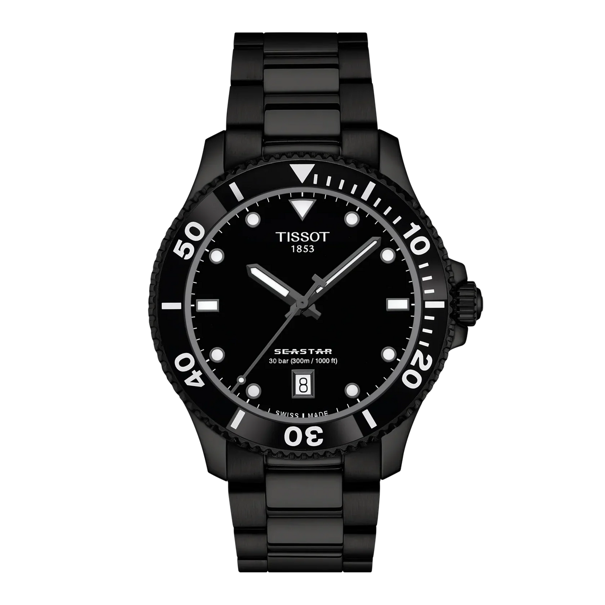 TISSOT SEASTAR 1000 40MM - SORT PVD – T1204103305100