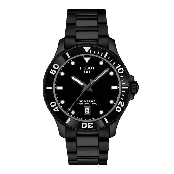 TISSOT SEASTAR 1000 40MM - SORT PVD – T1204103305100