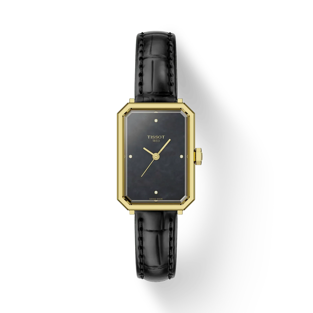 TISSOT SRV 30MM – GULD PVD / SORT LÆDERREM – T1601103612600