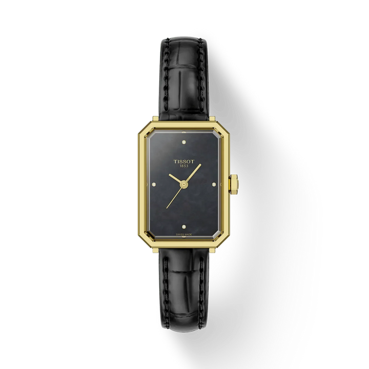TISSOT SRV 30MM – GULD PVD / SORT LÆDERREM – T1601103612600