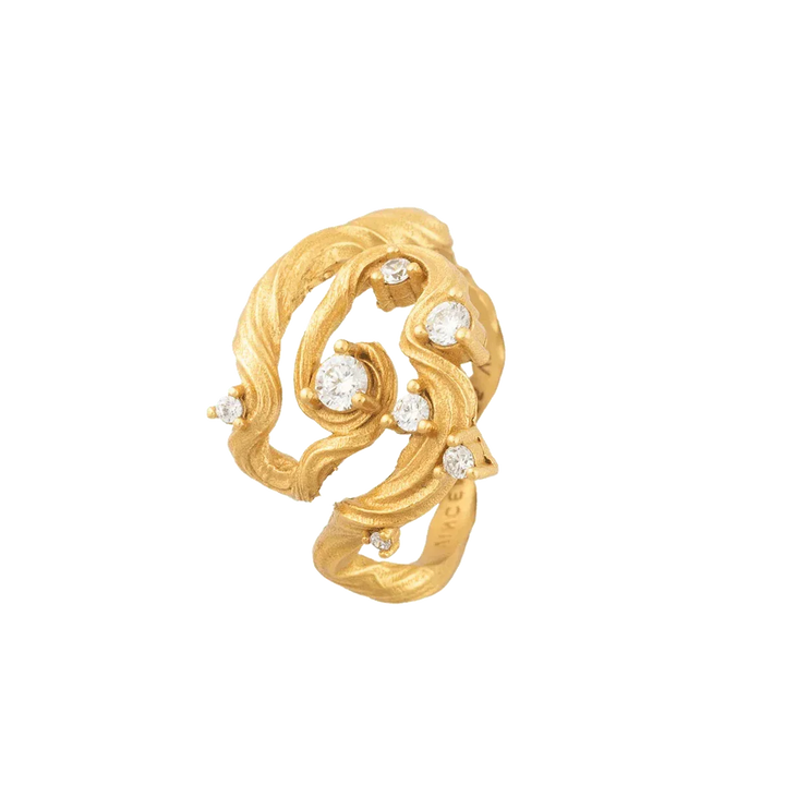 Vincent Aurum Roots Ring Forgyldt m. Hvide Krystaller – VJ251-URG-001