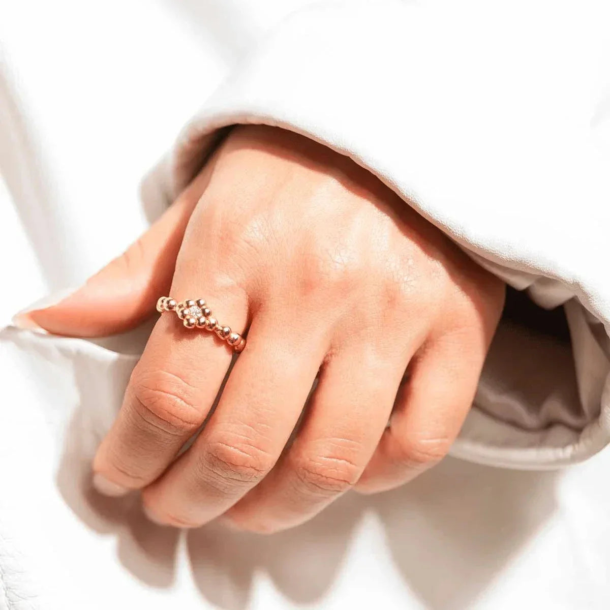 Vincent Bloom Ring Forgyldt m. Hvid Krystal – VJ253-URG-001