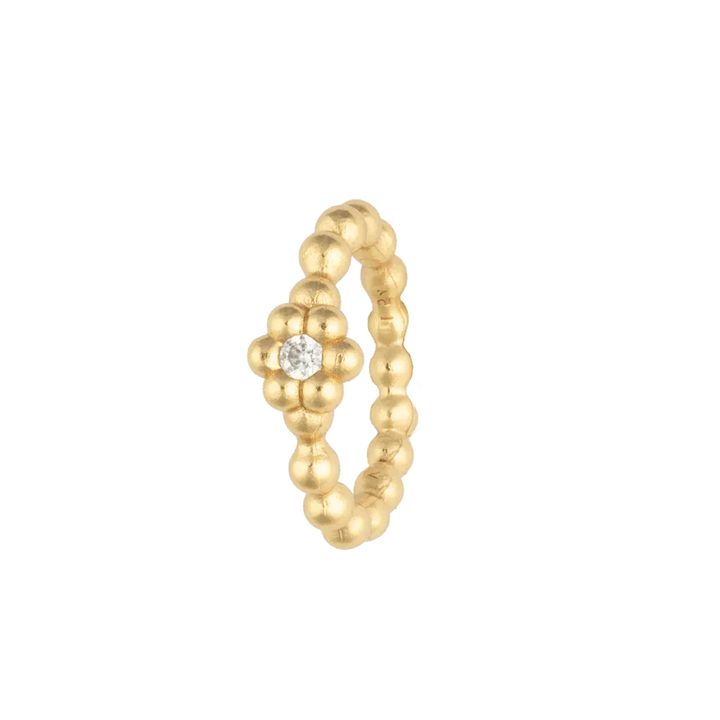 Vincent Bloom Ring Forgyldt m. Hvid Krystal – produktbillede 2