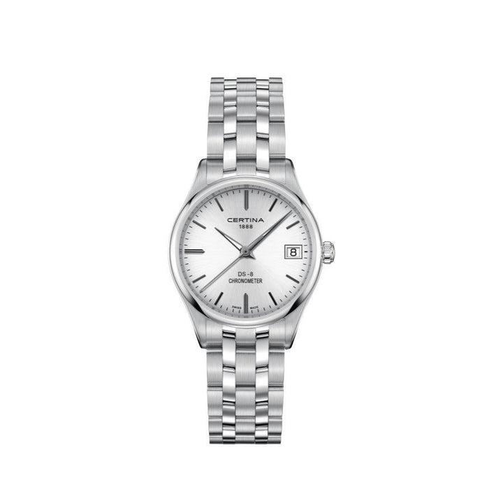 Certina DS-8 Dameur - Stållænke m. Sølv Urskive – C0332511103100