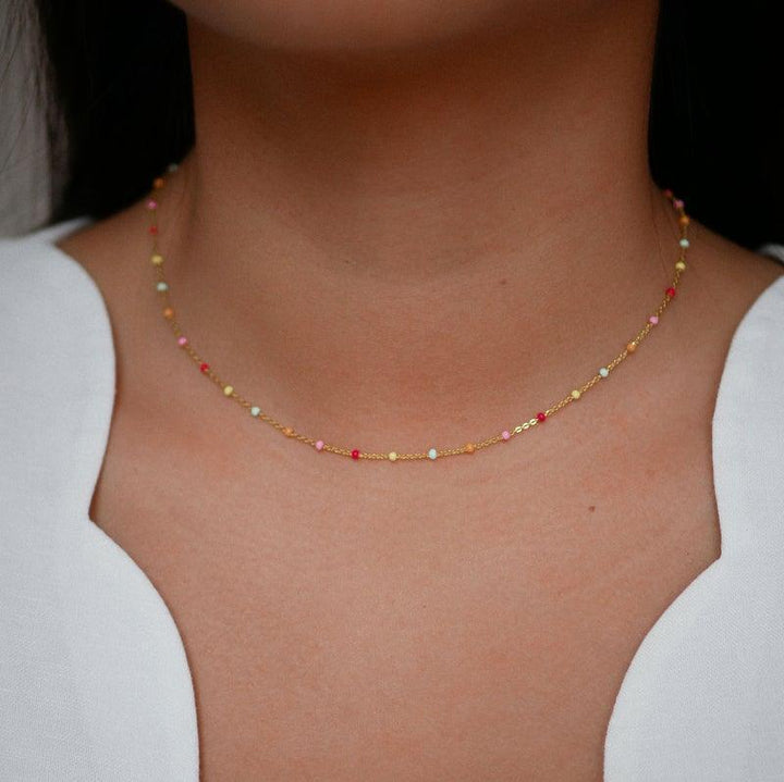 Enamel Lola Forgyldt Halskæde -  N55G Rainbow – produktbillede 2