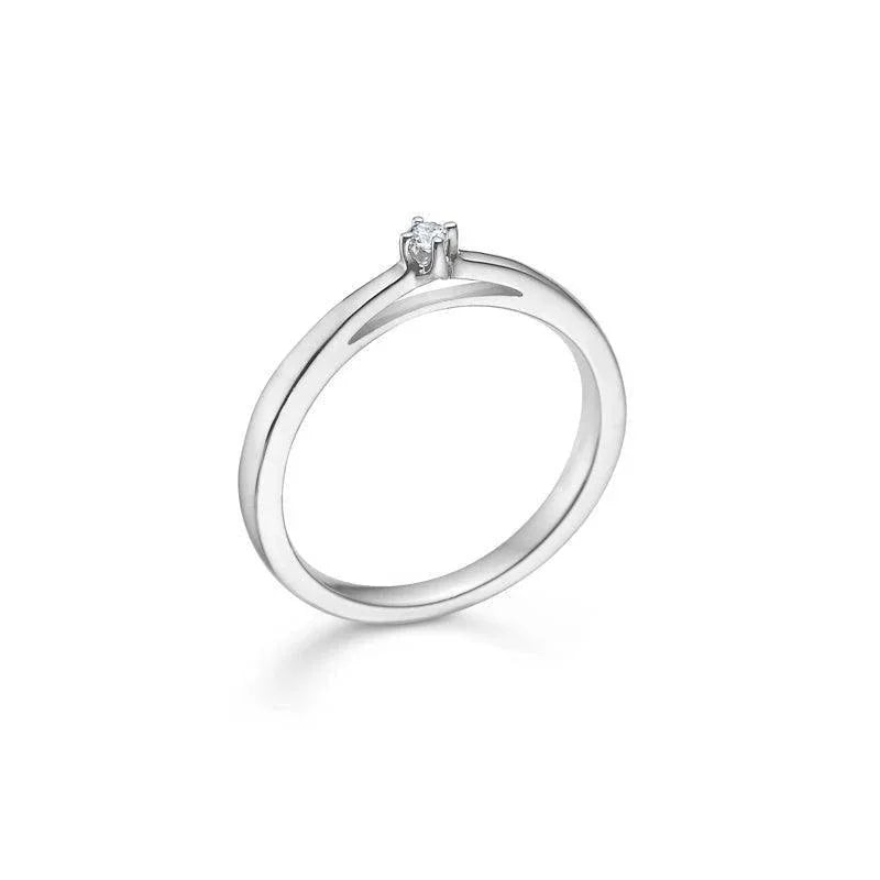Mads Z 14 kt. Crown Ring Hvidguld 0.04 ct. – 1641604-001