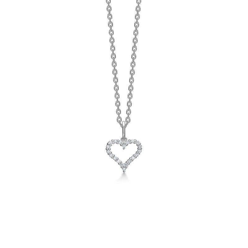 Mads Z 14 kt. hvidguld Tender Heart vedhæng isat 0.12 ct. W.SI – 1631312
