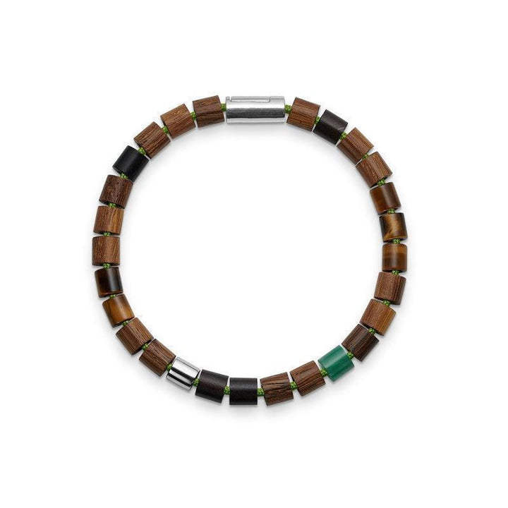 Mads Z Black Sun Green Bowl Armbånd - Smaragd & Tigerøje – 5159038-001
