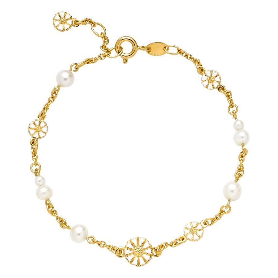 Marguerit Forgyldt Armbånd m. perler - 9015074-33-M – 9015074-33-M