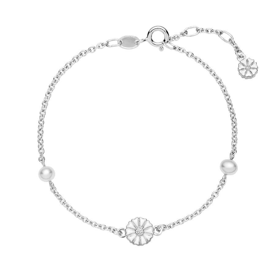 Marguerit Sølv Armbånd m. perler - 9015039-33-H – 9015039-33-H