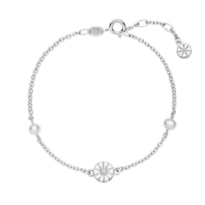 Marguerit Sølv Armbånd m. perler - 9015039-33-H – 9015039-33-H