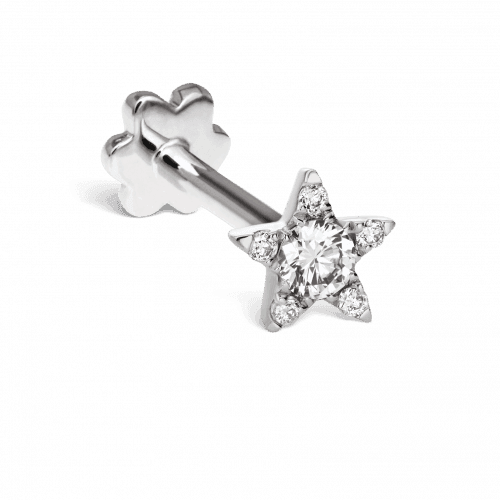 MARIA TASH 4.5mm Diamond Star Threaded Stud 18kt hvidguld – XSTAR45D-W-001