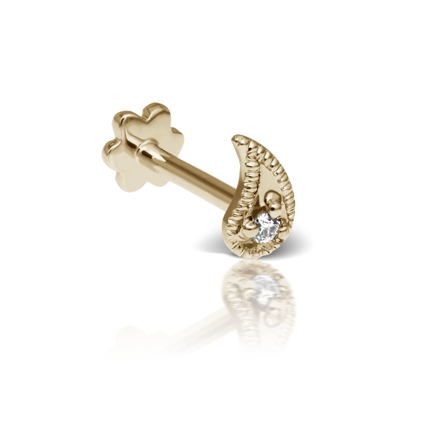 MARIA TASH Diamond Paisley Threaded Stud Left – XPAISLD-YG-W5-L-001