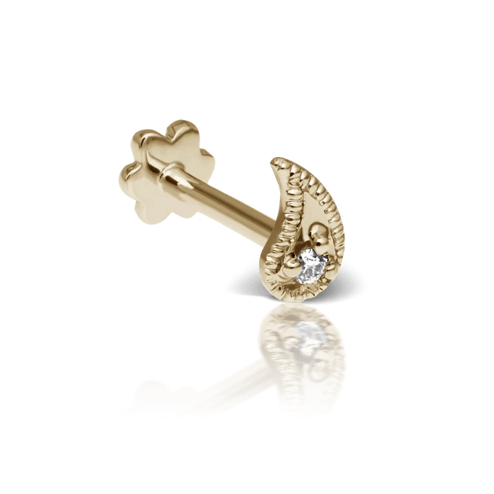 MARIA TASH Diamond Paisley Threaded Stud Left – XPAISLD-YG-W5-L-001