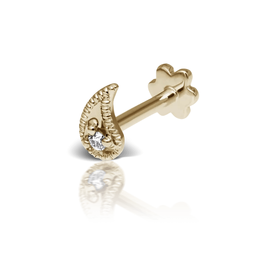 MARIA TASH Diamond Paisley Threaded Stud Right – XPAISD-YG-W5-R-001