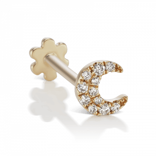 MARIA TASH Small Diamond Moon Threaded Stud 18k – XMNSPAD-001