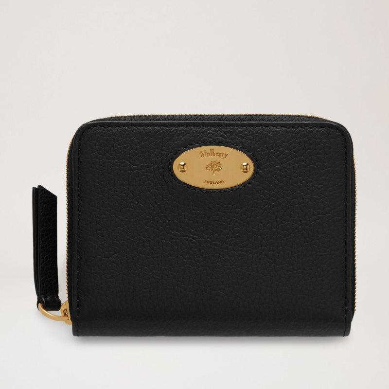 Mulberry Pung - Small Plaque Zip Around Purse Classic Grain Black – RL5680/013A100