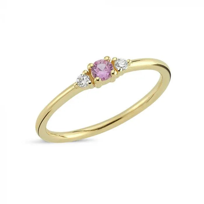 Nuran 14kt Petit Ring Pink Safir & Diamanter – R1110LS-005-001